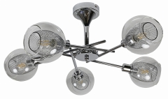 Lampa Wisząca Żyrandol E14 Chrom Klosz Bezbarwny