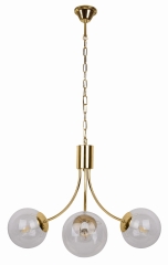 Lampa Wisząca Żyrandol Mosiądz E14 Klosz Bezbarwny