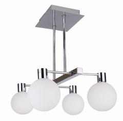 Lampa Wisząca Żyrandol Chrom sztyca G9 Klosz Biały