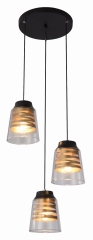 Lampa Wisząca Żyrandol TALERZ Czarny E27 Klosz Bezbarwny