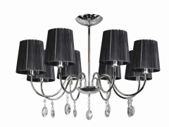 Lampa Wisząca Żyrandol E14 Chrom ABAŻUR Czarny