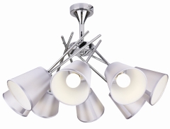 Lampa Wisząca Żyrandol E14 Chrom Z Abażurem