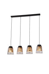 Lampa Wisząca Żyrandol Czarny E27 Klosz Bezbarwny