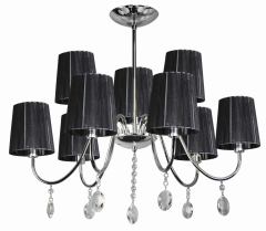 Lampa Wisząca Żyrandol E14 Chrom ABAŻUR Czarny