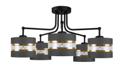 Lampa Wisząca Żyrandol Czarny E27 abażur Czarny Złoty