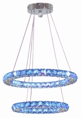 Lampa Wisząca Żyrandol 40 Owalny Podwójny 27W LED RGB Chrom Z PILOTEM