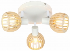 Lampa Sufitowa Żyrandol Plafon 2 E14 Biały Drewno