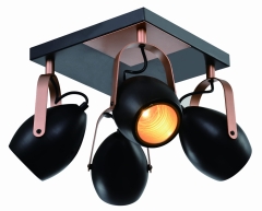 Lampa Sufitowa Żyrandol Plafon Czarny E14 Złoty