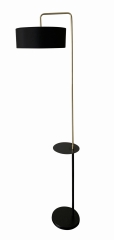 Lampa Podłogowa Stojąca  Czarny Złoty Matowy E27 ABAŻUR Czarny