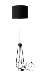 Lampa Podłogowa Stojąca  Czarny Złoty Matowy E27 ABAŻUR Czarny