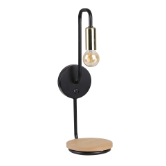 Lampa Kinkiet CZARNO Złoty E14 Z WŁĄCZNIKIEM