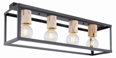 Lampa Sufitowa Żyrandol Czarny E27 Klosz Czarny