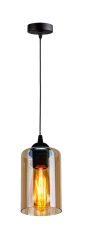 Lampa Wisząca Żyrandol Czarny E27 Klosz Brązowy