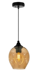 Lampa Wisząca Żyrandol Czarny E27 Klosz Brązowy