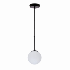 Lampa Wisząca Żyrandol Czarny E27 Klosz Biały 15cm