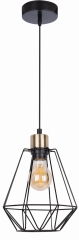 Lampa Wisząca Żyrandol Czarny Patyna E27 Klosz Czarny