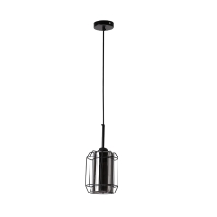 Lampa Wisząca Żyrandol Czarny E27 Klosz dymiony