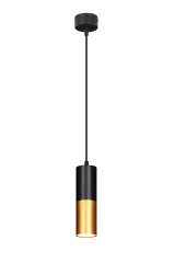 Lampa Wisząca Żyrandol Tuba GU10 8 CZARNO Złoty