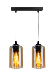 Lampa Wisząca Żyrandol Czarny E27 Klosz Brązowy