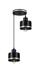 Lampa Wisząca Żyrandol Czarny E27 Klosz Czarny Srebrny