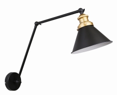 Lampa Kinkiet Czarny Złoty E27 Klosz Czarny