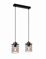 Lampa Wisząca Żyrandol Czarny Złoty E27 Klosz Czarny