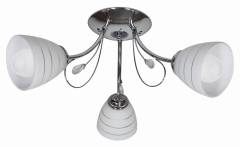 Lampa Wisząca Żyrandol 3* E27 Chrom Z Kryształki KIEM Klosz Z PASKIEM