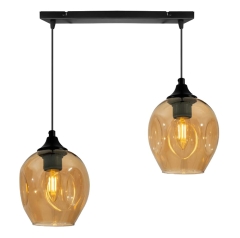 Lampa Wisząca Żyrandol Czarny E27 Klosz Brązowy