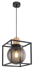 Lampa Wisząca Żyrandol Czarny E27 Klosz dymiony