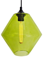 Lampa Wisząca Żyrandol 20 E27 Klosz Zielony ŻARÓWKA
