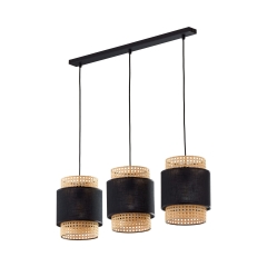 BOHO Czarna Lampa Wisząca Żyrandol Listwa