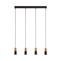 ELIT Czarna WOOD Lampa Wisząca Żyrandol
