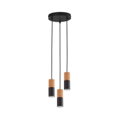 ELIT Czarna WOOD Lampa Wisząca Żyrandol
