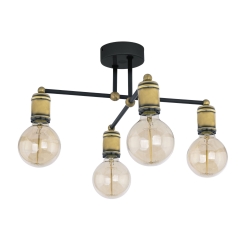 RETRO Lampa Sufitowa Wisząca Żyrandol Czarna PATYNA