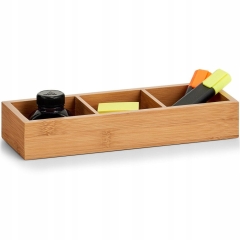 PUDEŁKO Z PRZEGRÓDKAMI POJEMNIK BAMBUSOWY 28 x 10 ORGANIZER PRZECHOWYWANIE