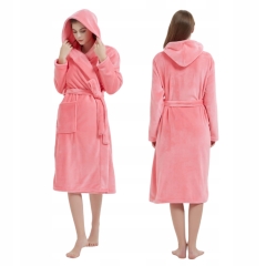 Szlafrok Damski Pluszowy Długi Ciepły Miękki 2XL/3XL CZERWONY