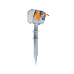 Gniazdo ogrodowe z grotem ziemnym 2x2P+Z czarne 1.5M IP44 DPM