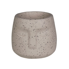Osłonka doniczki cementowa Lone Twarz 11cm boho aztec beżowa