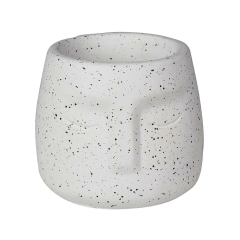Osłonka doniczki cementowa Lone Twarz 11cm boho aztec kremowa