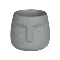 Osłonka doniczki cementowa Lone Twarz 11cm boho aztec szara