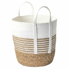 Osłonka doniczki kosz pleciony 33cm boho z białym