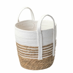 Osłonka doniczki kosz pleciony 23cm boho z białym
