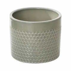 Osłonka doniczki ceramiczna 13cm jasnozielona wzór Ceramik