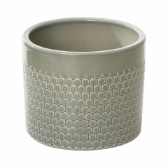 Osłonka doniczki ceramiczna 28cm jasnozielona wzór Ceramik
