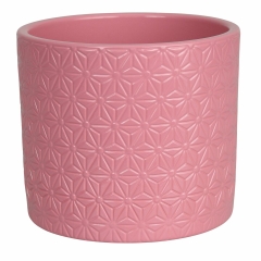 Osłonka doniczki ceramiczna Cylinder 13.5cm różowa Cermax