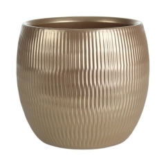 Osłonka doniczki ceramiczna Plisse 15 cm perłowo-złota Cermax