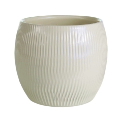 Osłonka doniczki ceramiczna Plisse 15 cm kremowa Cermax