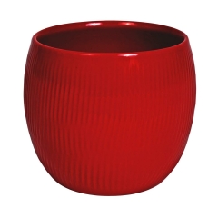 Osłonka doniczki ceramiczna Plisse 15 cm czerwona Cermax