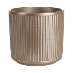 Osłonka doniczki ceramiczna Stripes 14cm perłowo-złota Cermax