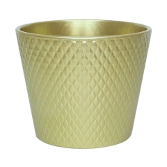 Osłonka doniczki ceramiczna Harlekin 13 cm perłowo-złota Cermax